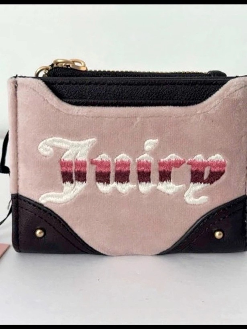 Juicy Couture Retro Vibe Bifold Wallet With Pull Out Card Case Pink & Black